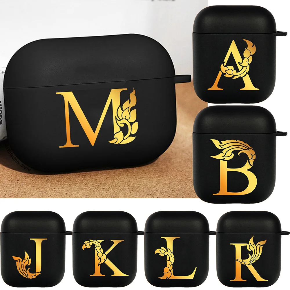 Custodia Per Airpods Pro 3 2 1 Pro 2Nd 2022 Wireless Bluetooth Auricolare Box A-Z Cover Golden Letter Air Pod Cover Funda