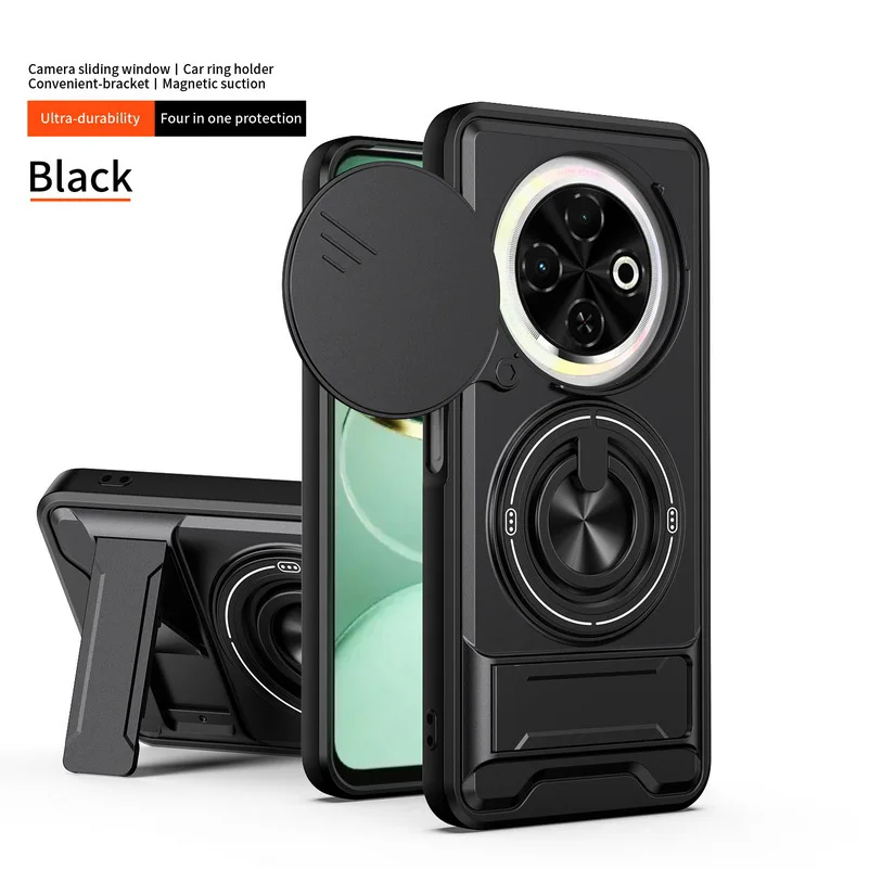Versatile 2-in-1 Ring Grip with Built-in Magnetic Car Holder and Lens Protective Cover