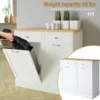 Cabinet 10 Gallon Wooden Free Standing Laundry Sorter Cabinet,Recycling Cabinet with Hideaway Drawer,Tilt Out Trash Cabinet Can 4