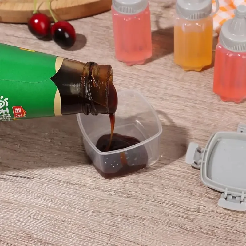 Food Storage Containers with Lids and Squeeze Bottles for Sauces Spices Dressings Leakproof Plastic Jars for Kitchen and Travel