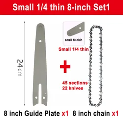 Mini Steel Chainsaw Chains - 4, 6, 8 Inch Electric Replacement Accessory (8-inch Set1(Small))