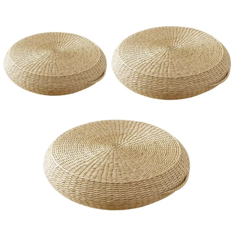 

Tatami Floor Cushion Woven Straw Flat Seat Cushion Meditation Futon Round Straw Weave Seat Cushion Tatami Handmade Pillow Yoga