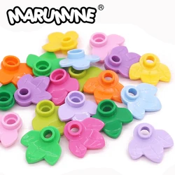 Marumine 32607 1x1 Round Plate With 3 Leaves 100PCS Building Blocks Parts MOC Bricks Tree Plant Compatible Assembles Particles