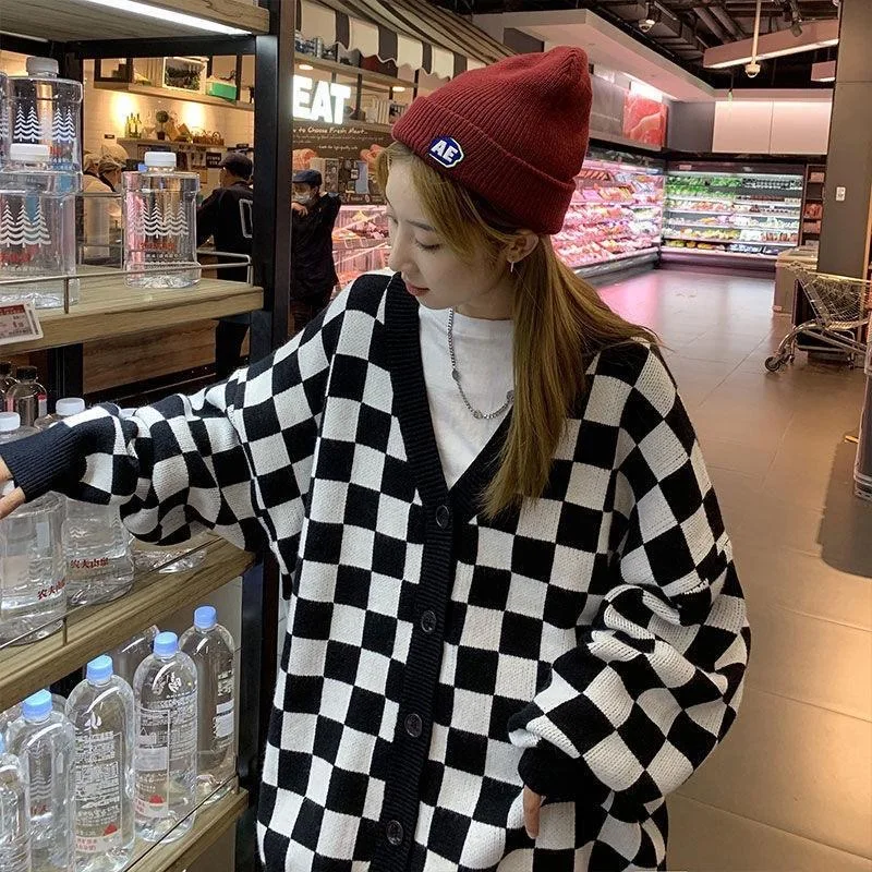 

Autumn and Winter New Sweater Coat Japanese Retro Loose Lazy Style Sub-Design Women's Knitted Cardigan Oversized Sweater