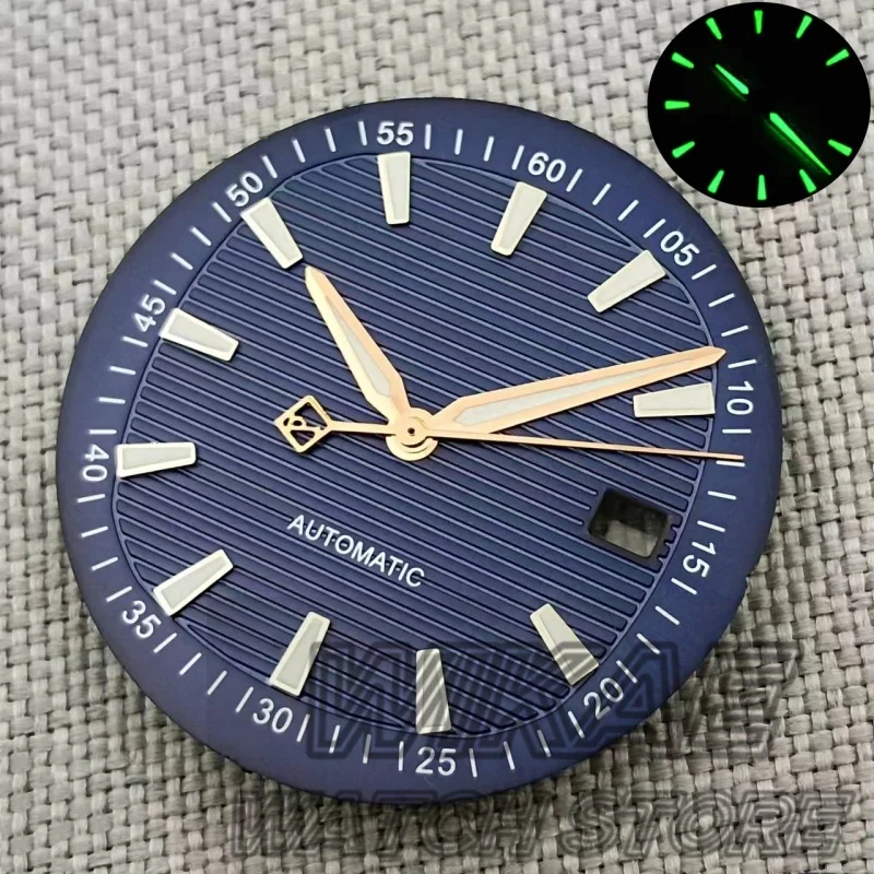Wave Texture 33mm Watch Dial with Green Luminous Date Hands - Premium Watch Accessory
