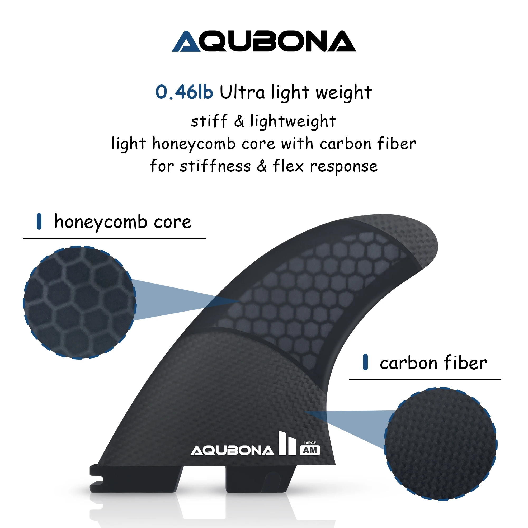 Single/Dual II Tab Surfing Fins Tri Fins Set Honeycomb Fiberglass & Carbon S/M/L Size With Fin Key Screws and Wax comb surfboard fin