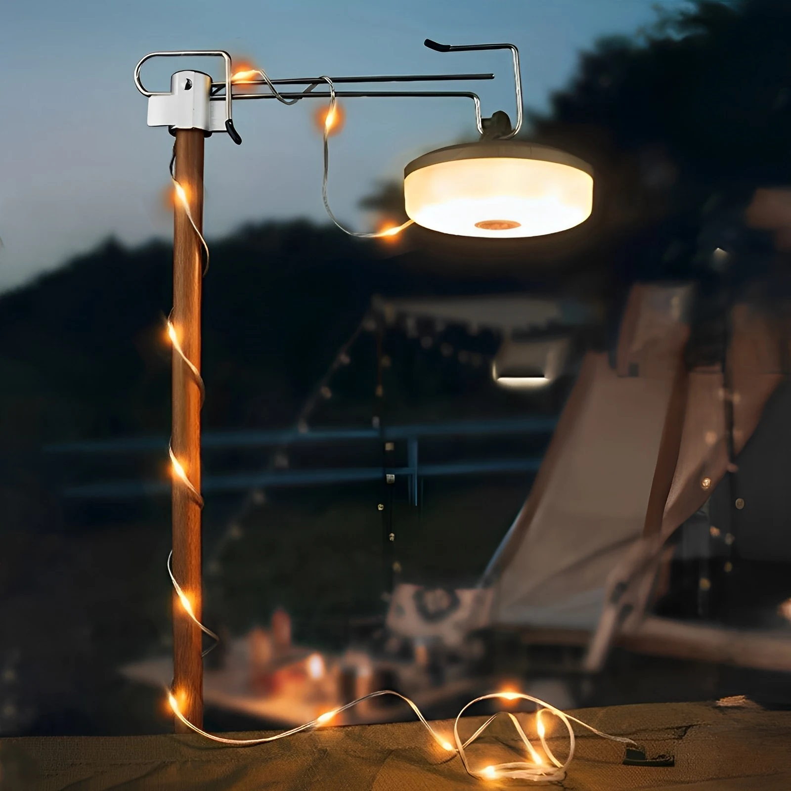 Camping String Lights 2000mAh Rechargeable Outdoor String Lights 5 Lighting Modes Camping Waterproof 33Ft LED Tent