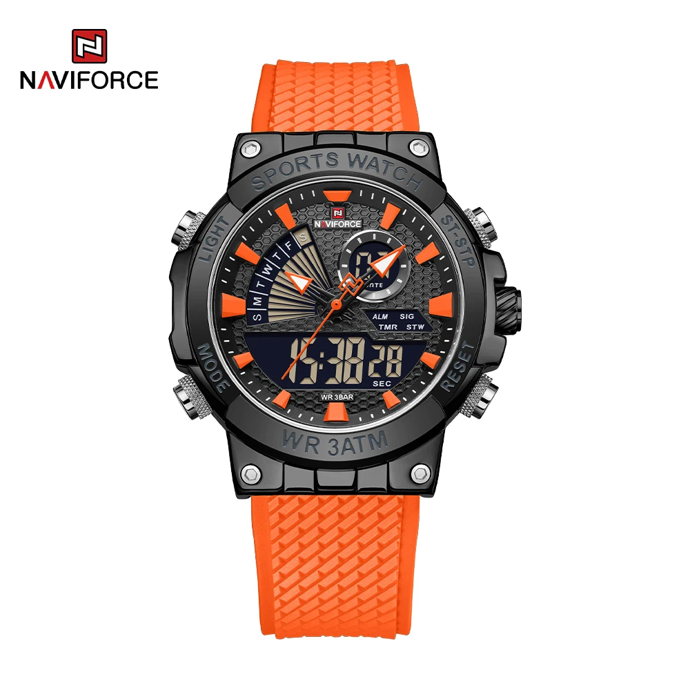 2023 New NAVIFORCE Men's Luxury Fashion Quartz Watches LCD Display Analog Digital 3ATM Waterproof Sport Chronograph Reloj Hombre