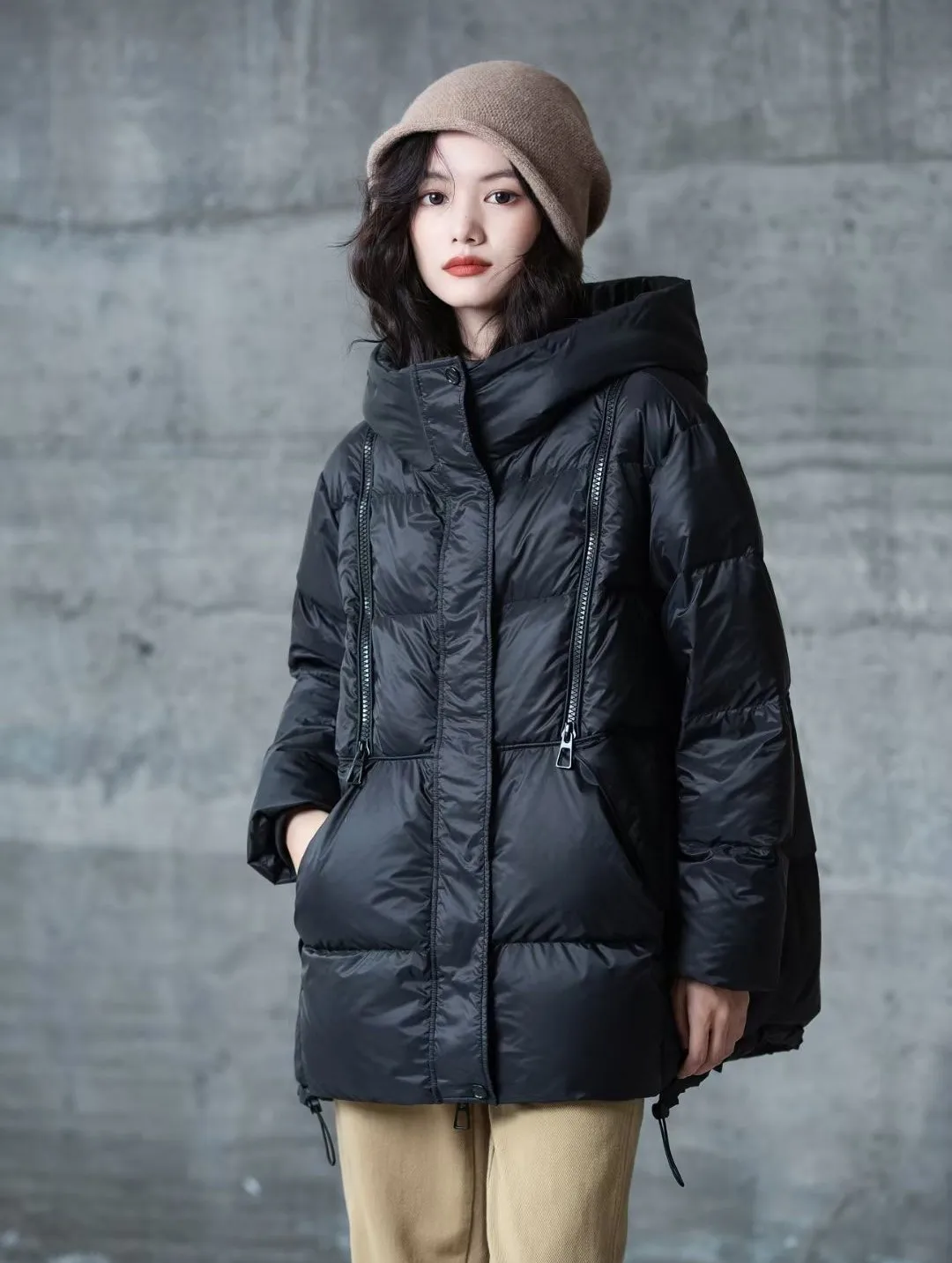 

Hooded Down Jacket 2023 Winter New Design Zippered Jacket For Women'S Fashionable And Minimalist Warm Bread Jacket