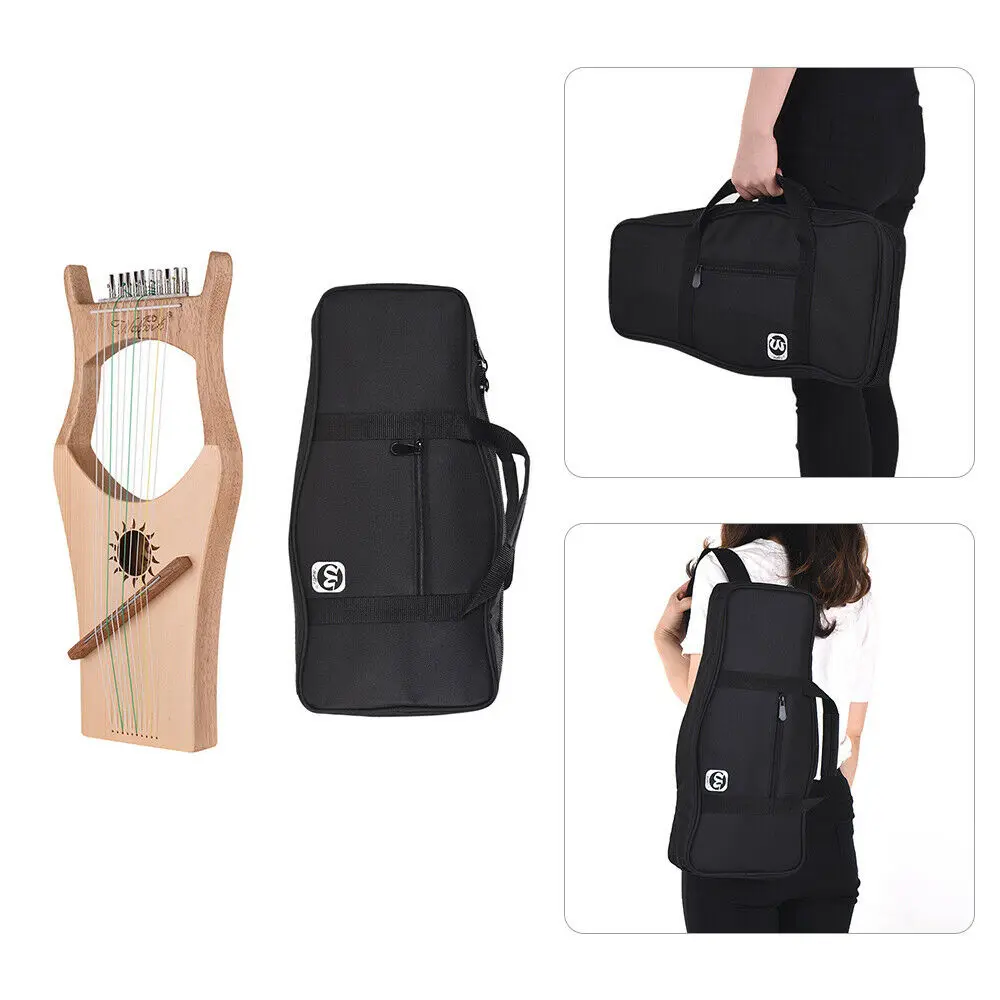 Walter.t Wh02 10 Strings Wooden Spruce Rubber Handheld Lyre Harp Musical Instrument Wooden Lyre Harp with Tuning Tool