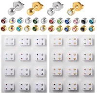 12Pairs Surgical SteelTragus Cartilage Stud 3&4mm CZ Gem Ear Piercing For Ear Piercing Gun 1
