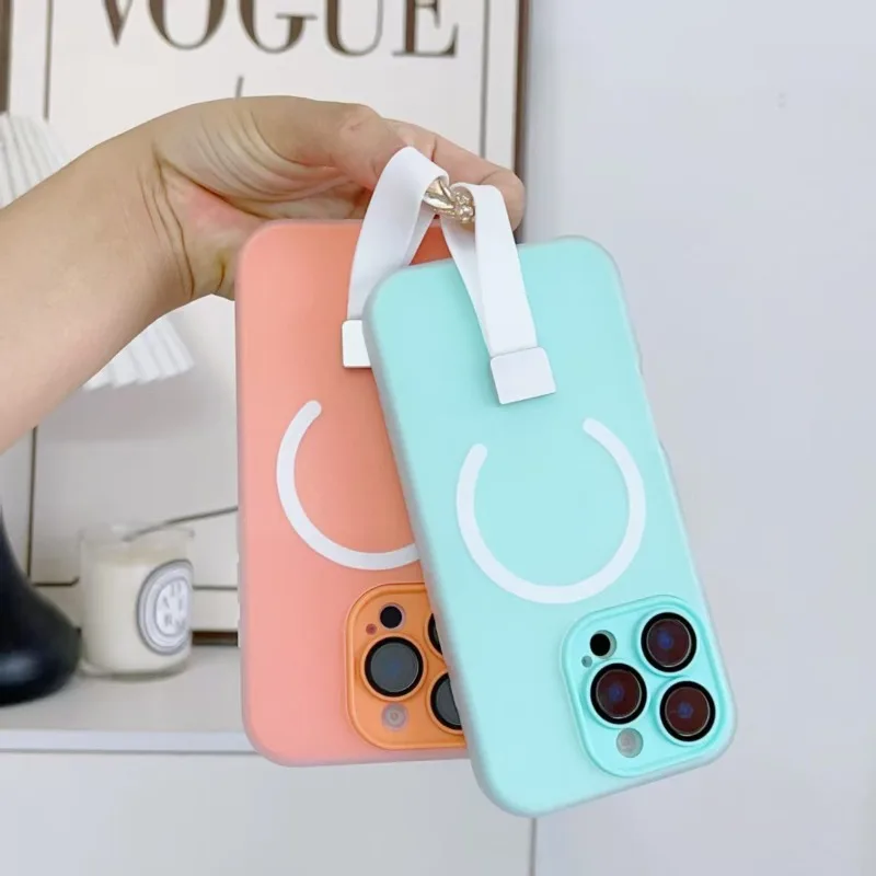 Magnetic Silicone Phone Case Grip with Finger Strap - Soft Protective Cover
