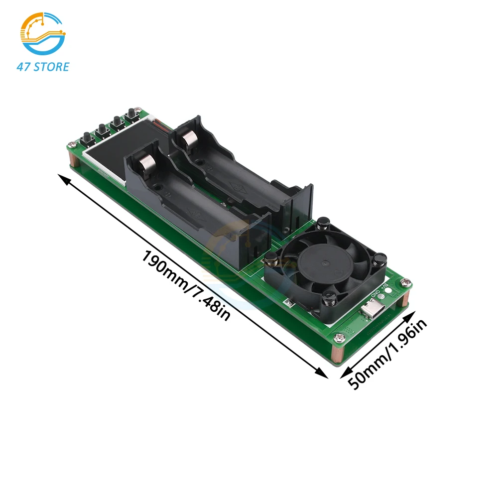 DC 5V 18650 Lithium Battery Capacity Tester Module MAh MWh 2-Channel Digital Battery Power Detector Module Type-C Interface 6