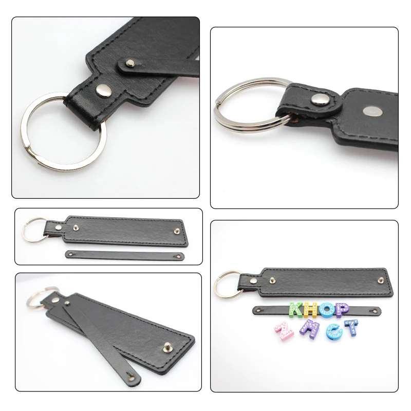 PU Leather Key Chain With 8mm Small Belt Fit For 8mm Slide Charm Slide Letters Women Men Christmas gifts