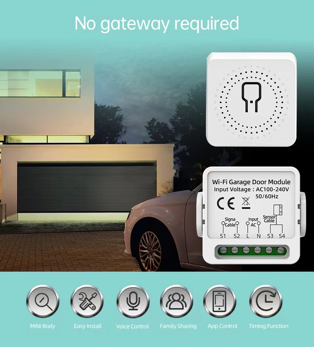 WG01 Smart Tuya WiFi Garage Door Opener Module Gate Remote Control Smart Life AP