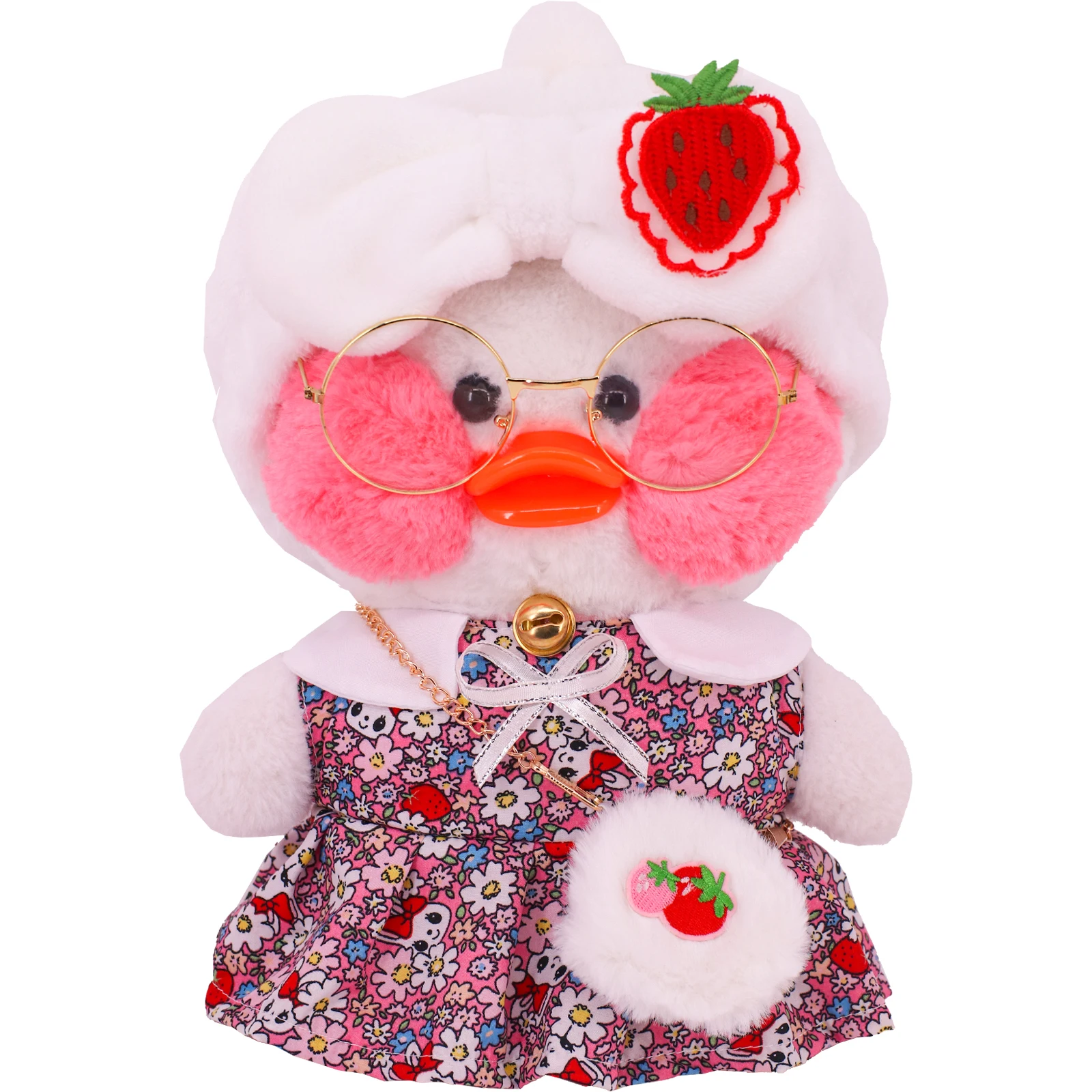 Doll Clothes Plush Toy Accessories 30Cm Doll Lalafanfan Clothes For Duck 2Set Kawaii Skirt Overalls For Yellow Duck Doll Clothes Plush Stuffed Toy lafa Accessories