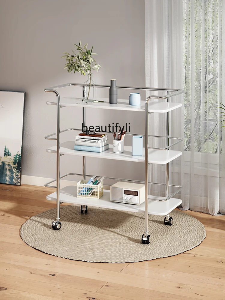 

Трехуровневая тележка для хранения, подвижный напольный стол с колесами для дома, гостиной