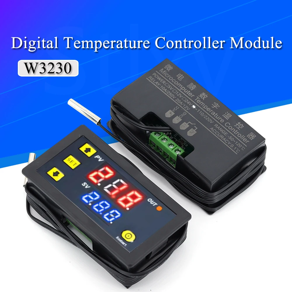 Digital Temperature Controller W3230 12V 24V AC110-220V Probe line Digital Thermostat