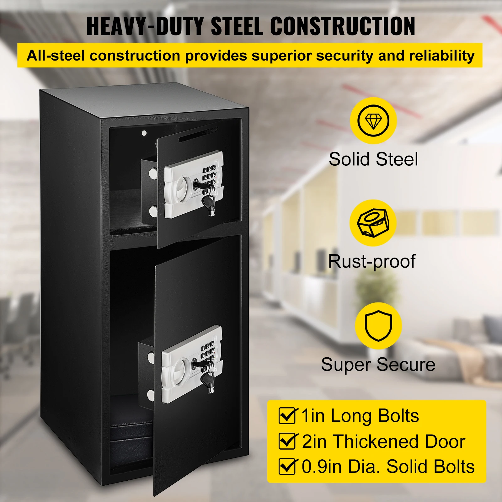 Steel Double Door Electronic Lock Safe Box for Office Home