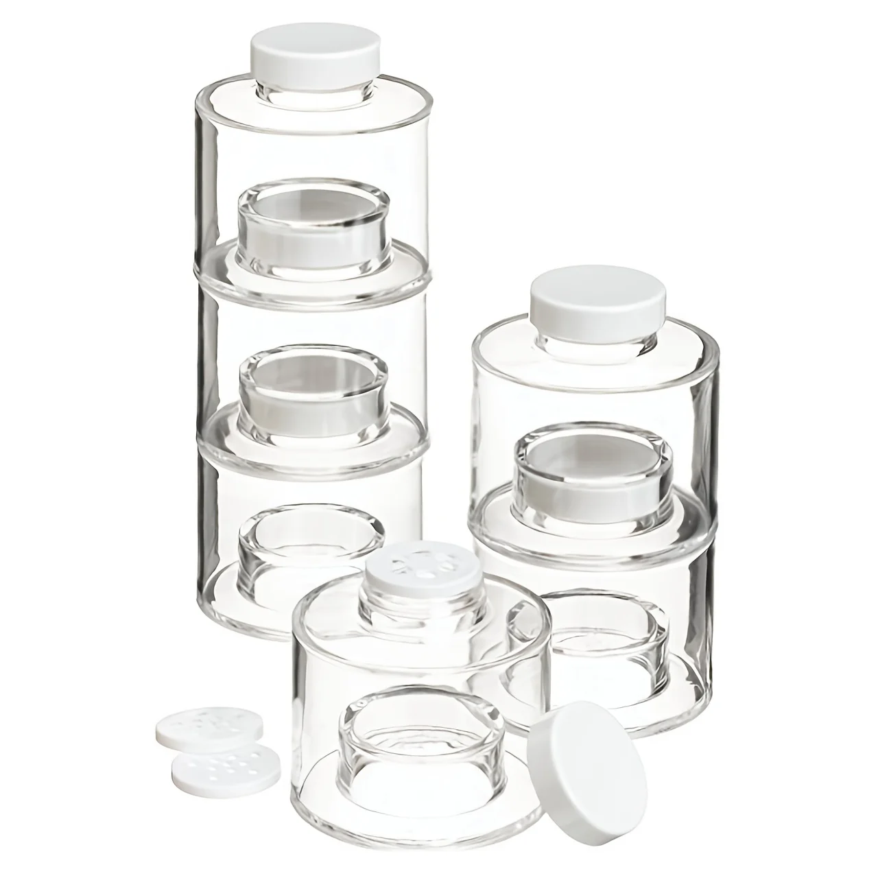 Stackable Spice Rack, Set of 6 Spice Jars Tower, Space Saving Kitchen Spice with Lids, for Herbs, Condiments, Spices Seasoning 6
