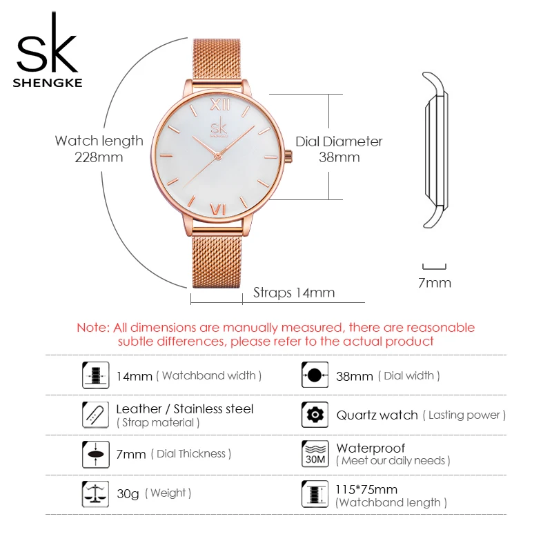 Shengke Light Luxury Rose Gold Relogio Feminino Fashion White Shell Dial Quartz Women Watch Adjutable Mesh Band Montre Femme images - 6