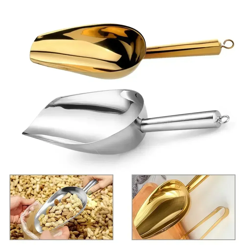 Stainless Steel Ice Scoop Candy Ice Scraper Buffet Bar Food Measuring Scoop Shovel Flour Dry Goods Shovel Kitchen Gadget,ice cream scoop,ice shovel scoop,ice cube scoop
