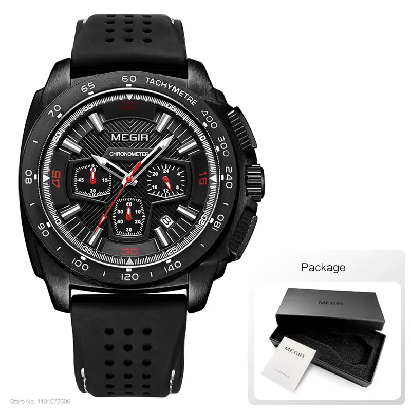 Megir Men's Chronograph Sport Watch with Quartz Movement and Luminous Features