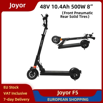 Monopattino Elettrico Pieghevole Joyor F5 500W 48V 10.4Ah con Pneumatici Anteriori da 8 Pollici e Posteriori Solidi, per Pendolarismo Urbano, Portatile, 25km/h