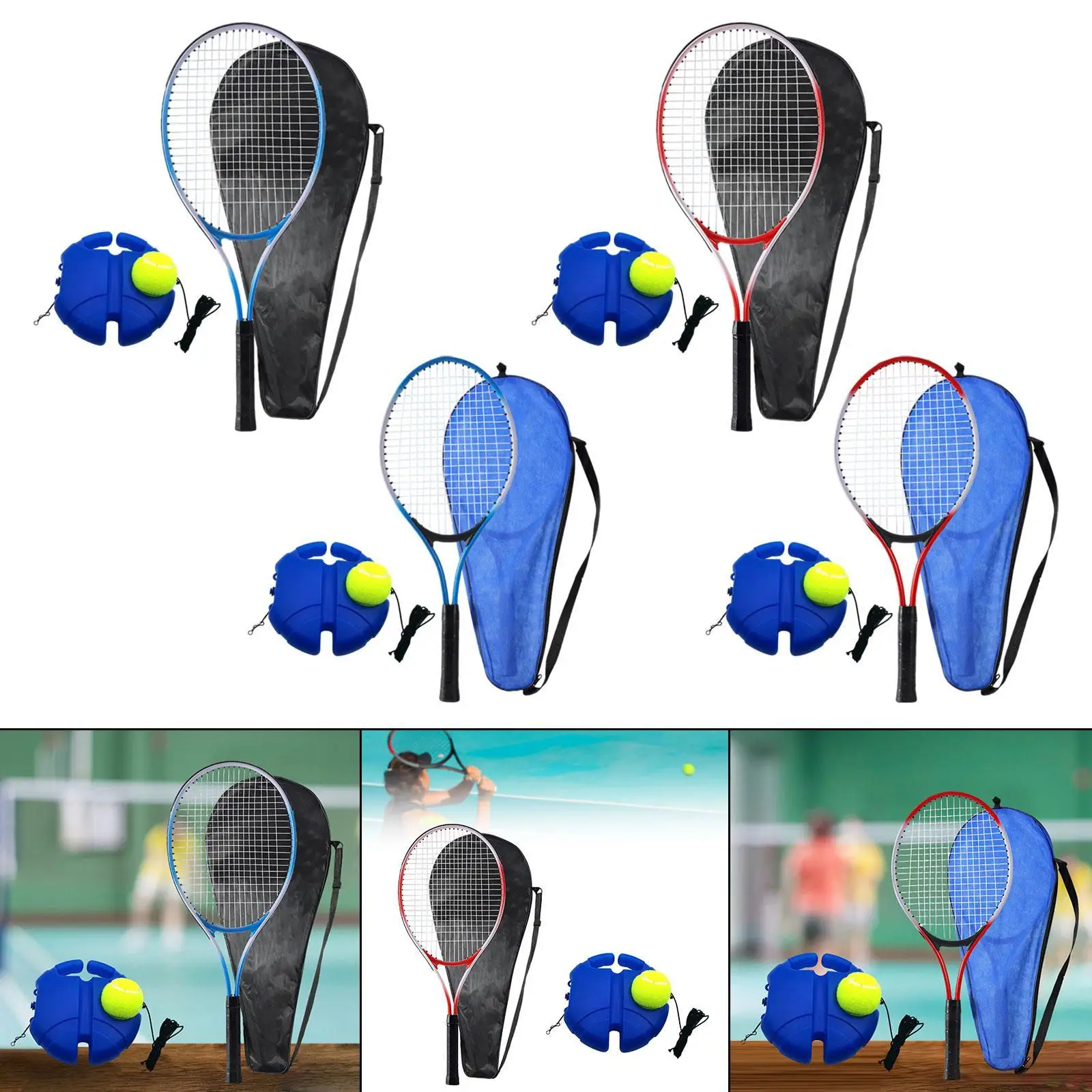 Tennis Racquet Portable Nylon Aluminum Alloy Tennis Practice Kit with Storage Bag for Parent Child Activities and Sports