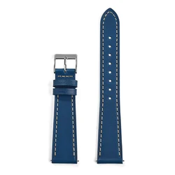 Elegant Vintage Vegetable Tanned Leather Watch Strap - Quick Release, Unisex, Multiple Sizes Available - 22mm (Blue - Silver Buckle)