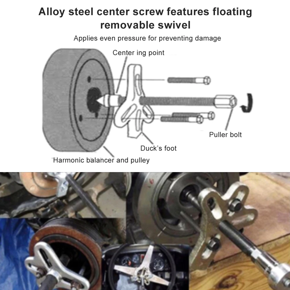 Car Steering Wheel Puller Kit Remover Harmonic Balancer Gear Pulley Car Repair Tool