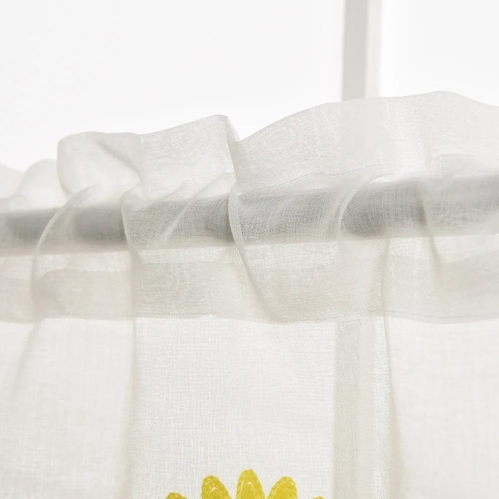 Leaves Sheer Curtain Tulle Window  Voile Drape Valance 1 Panel Fabric  1 x 0.5M (Yellow) 6