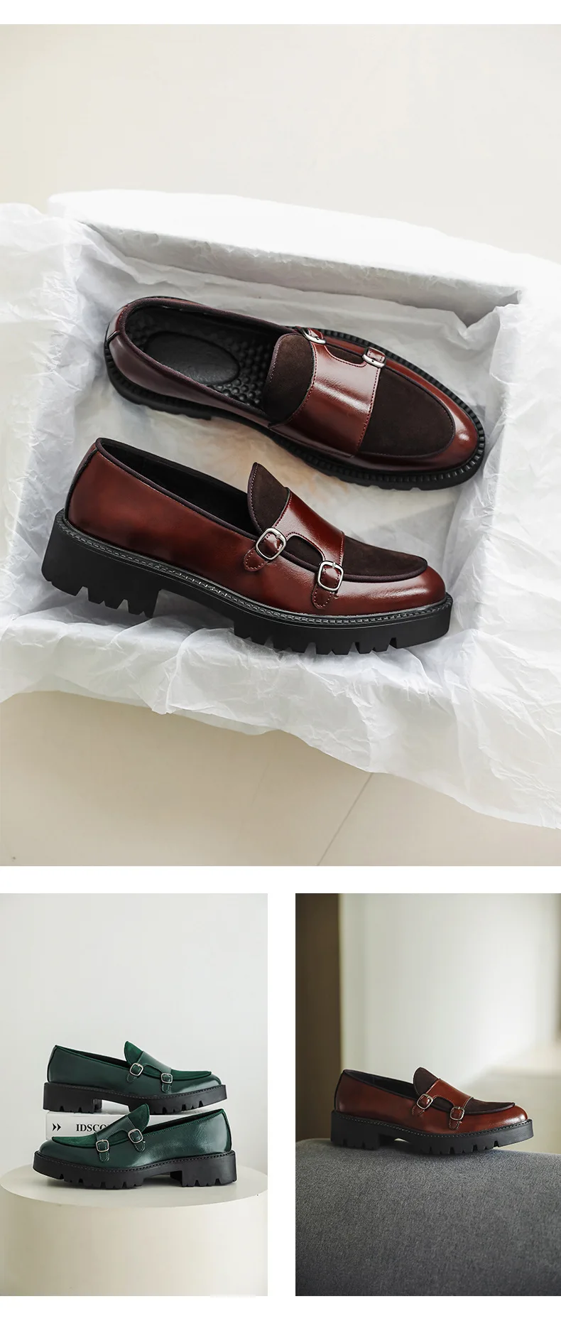 Loafers Men Leather Shoes Thick-soled British Style Black Formal Business Shoes Fashion Luxury Slip-On Casual Shoes Big Size 46