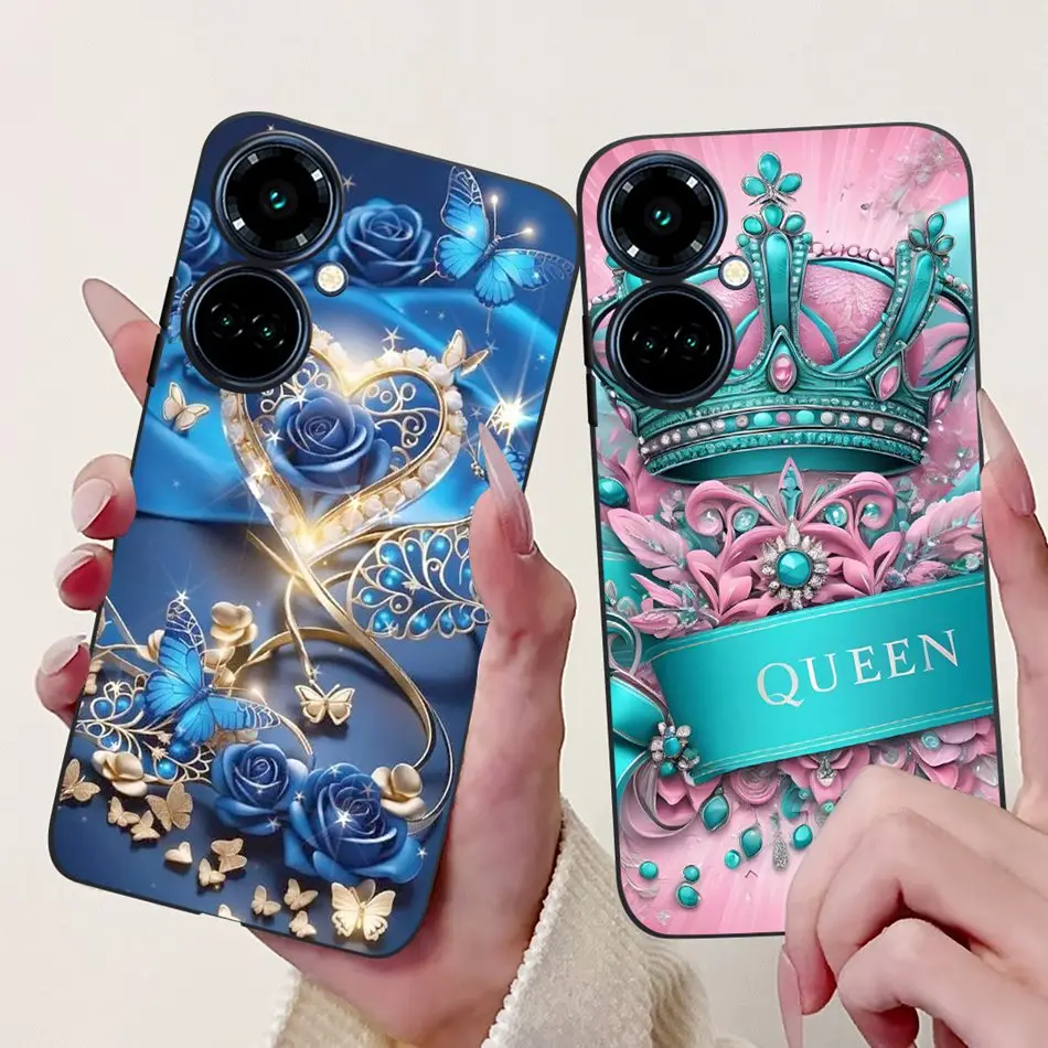 Elegant Butterfly Cat Black Silicone Soft Phone Case
