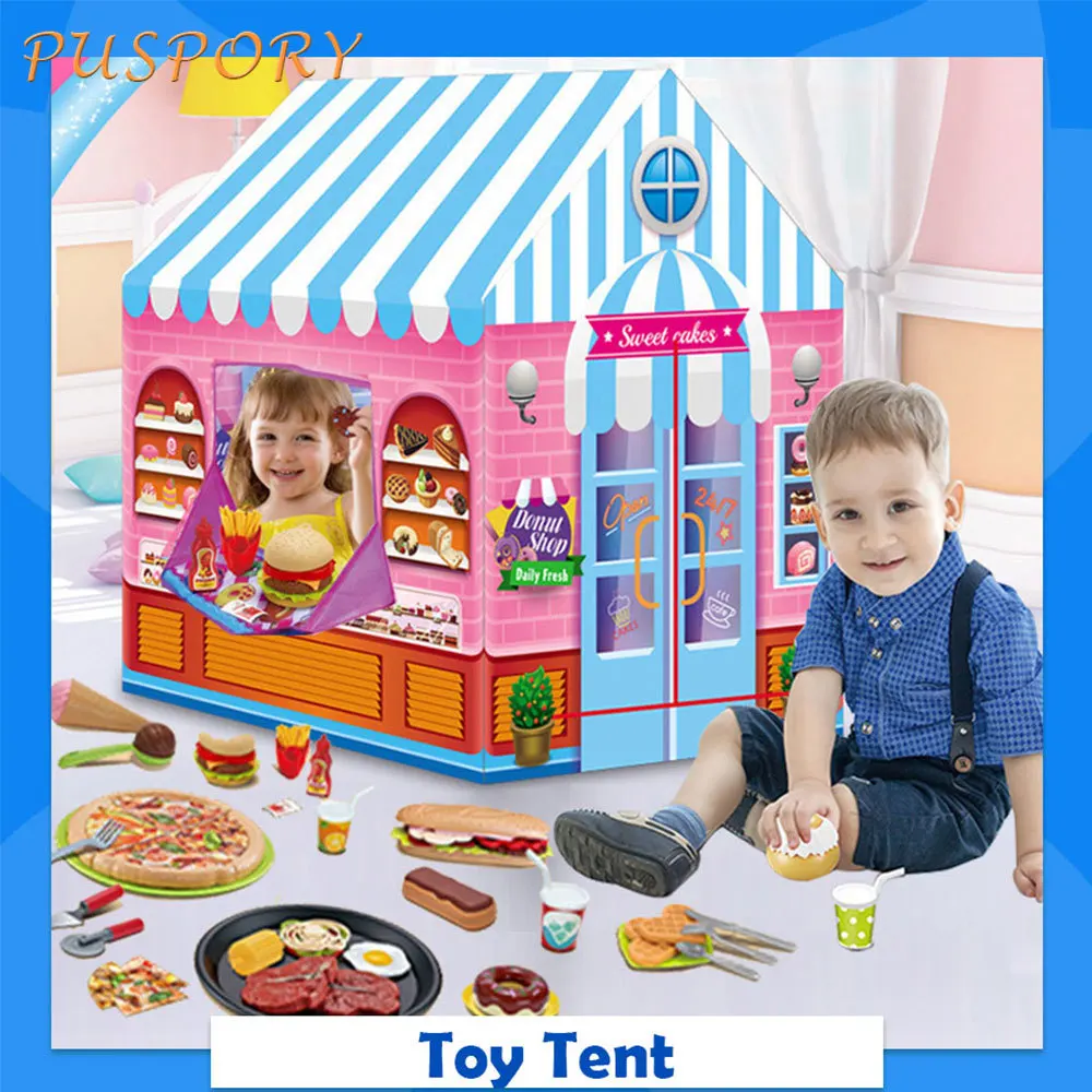 

DIY Simulated Food Dessert Shop Child Toy Tent Kids Puzzle Fun Buy Sell Game House Indoor Baby Play Tent Suit New Arrivals Toy