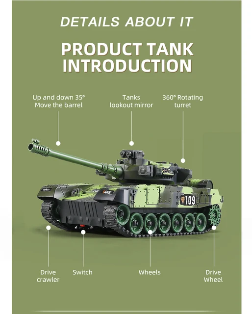 RC Tank Military War Battle United States M1 Leopard 2 Remote Control Toy Car Tactical Model Electronic Toys for Boys Children 3