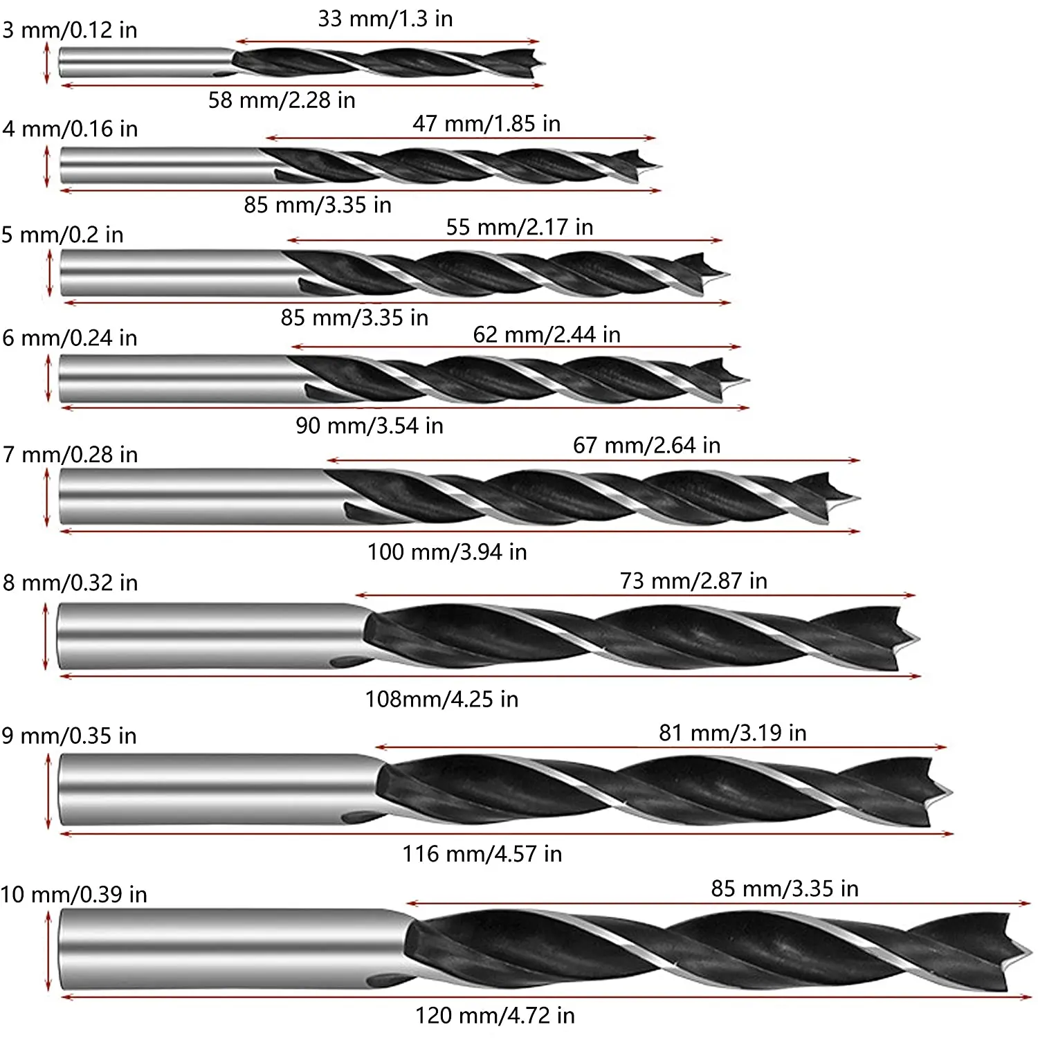 Drill Bit Set 1pcs Three-point Woodworking Drill Bit Perforating Support Electric Rotary Head Wood Plank Hole Twist Bits