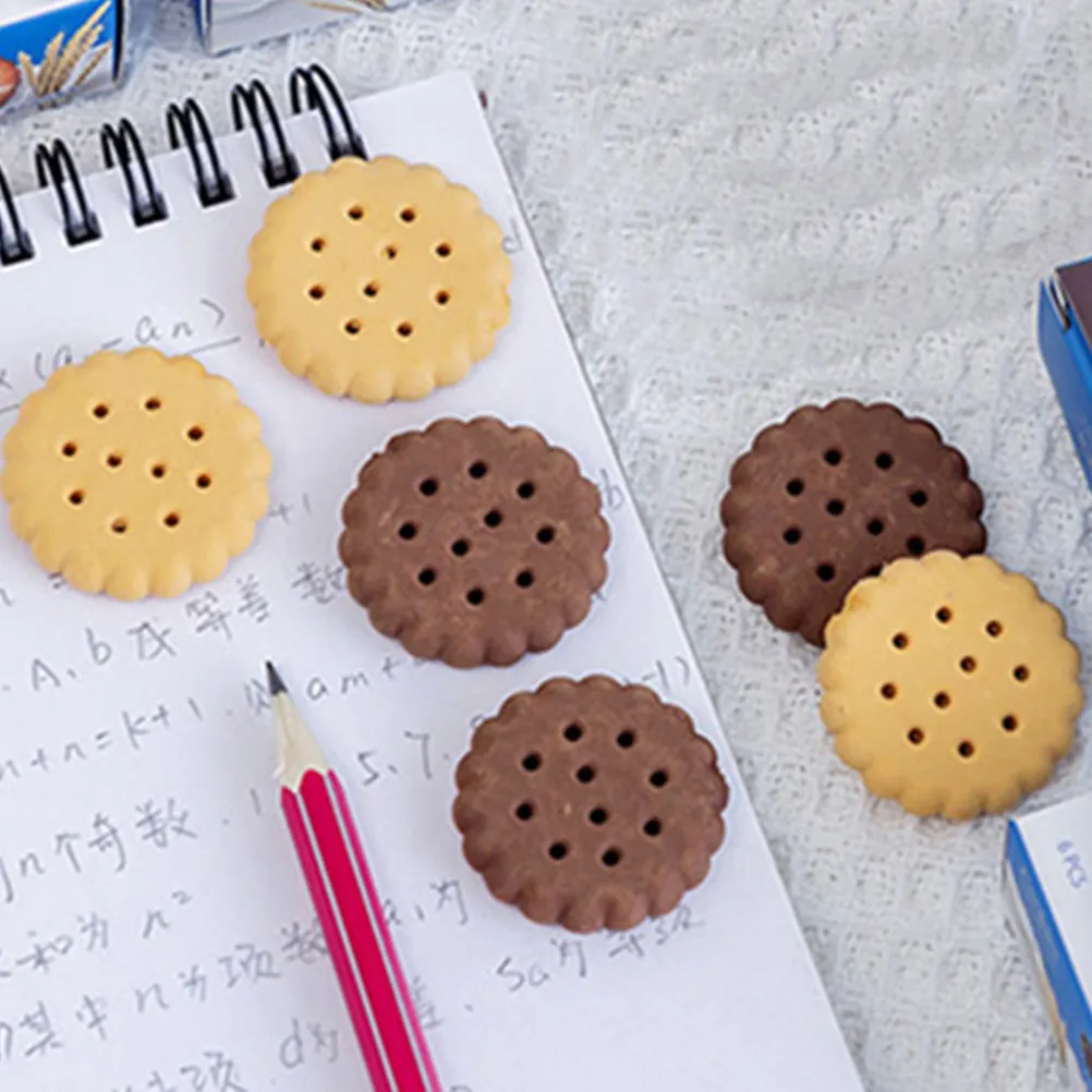 1세트 음식 모양 지우개 비스킷 토스트 디자인 강력한 고무 연필 지우개 어린이 교실 보상 파티 선물 음식 소품