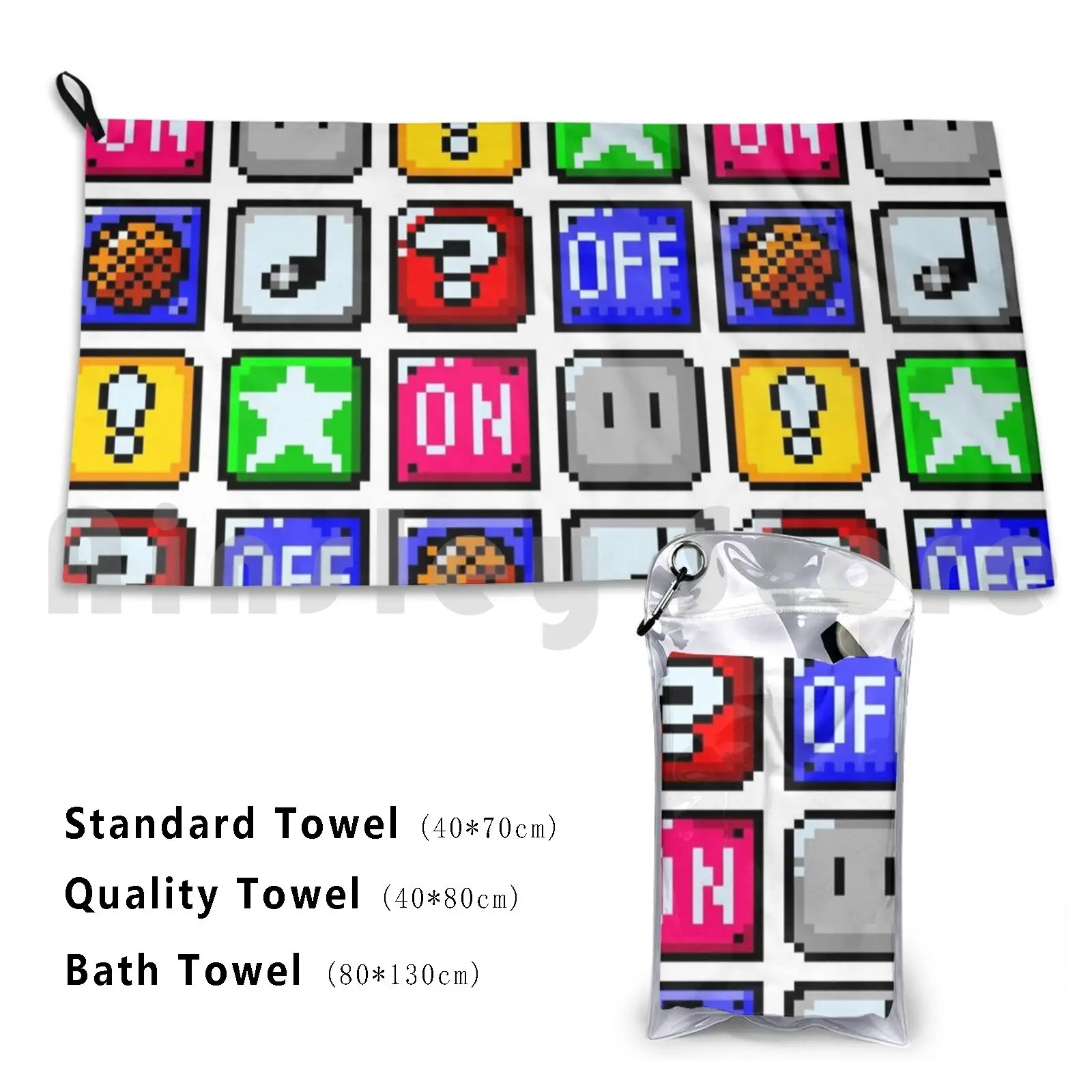 Retrogaming Pattern | Videogioco Vintage Smw-001 Telo Da Bagno Cuscino Da Spiaggia Retrogaming Retro Gaming 8Bit Pixelart