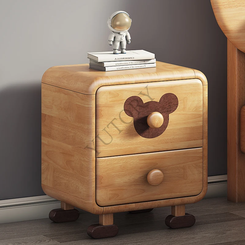 Cartoon mini storage cabinet children's solid wood bedside table cute little cabinet