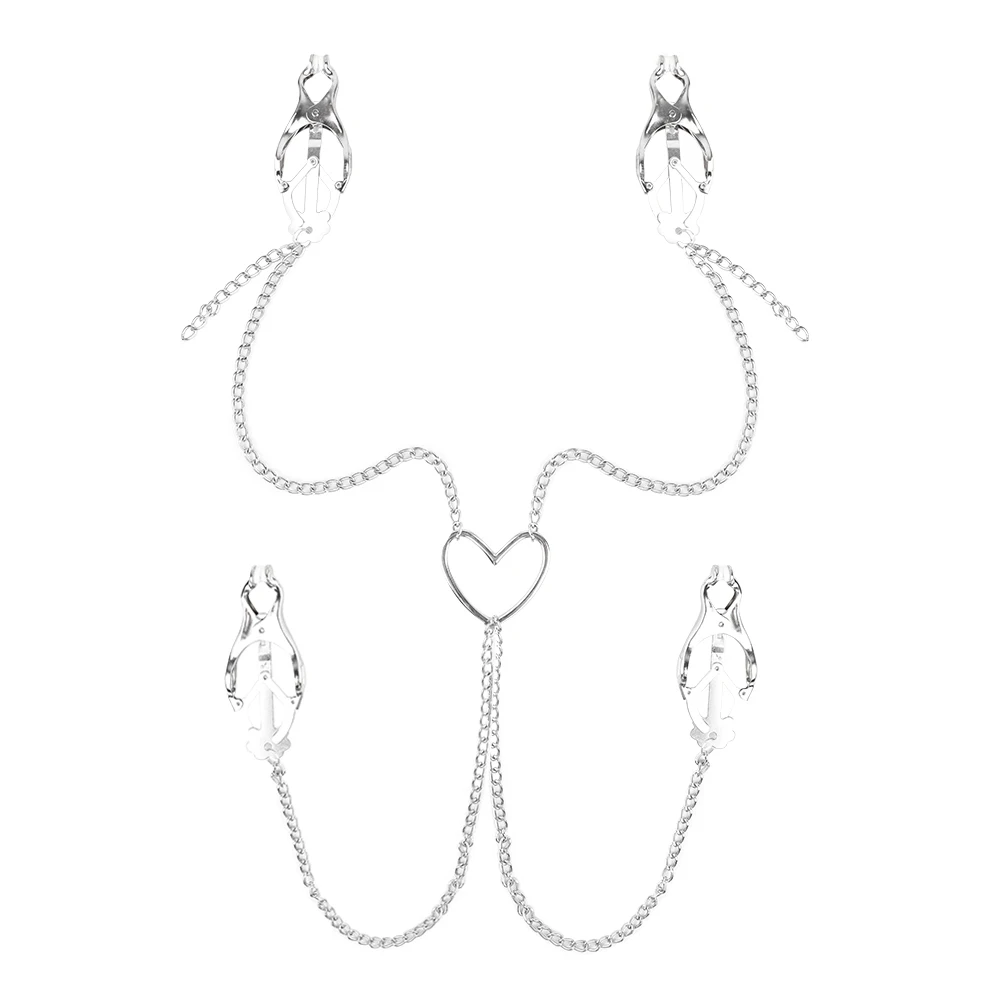 Nipple Sex Toys Nipple Clamps Cosplay Life Nipple Clips with Chain 4pcs