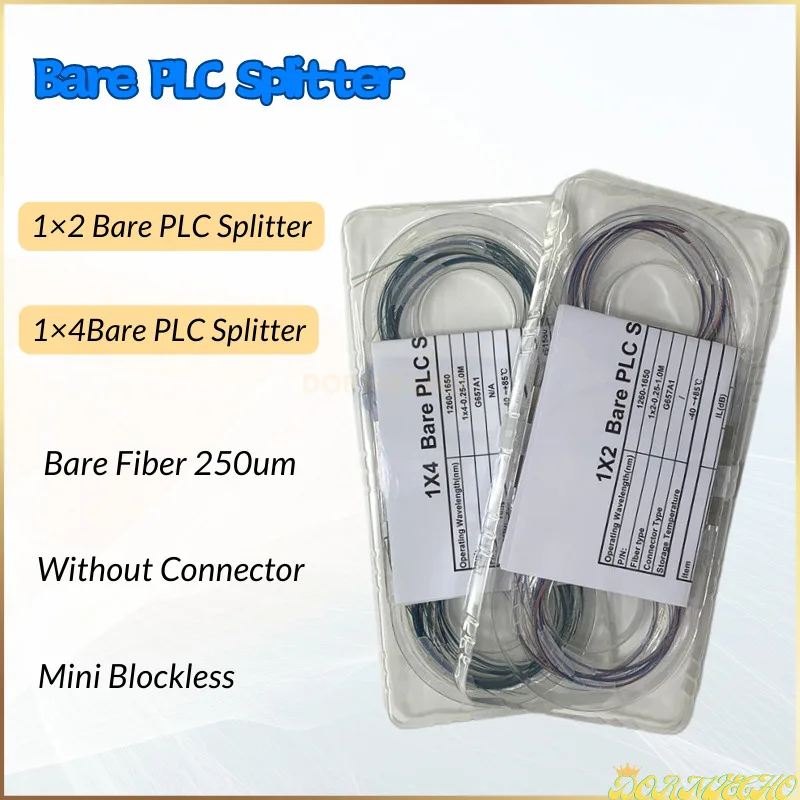 Bare Optical Fiber PLC Splitter 1x2 1x4 1x8 1x16 Color Cable 10/20pcs Bare Fiber 250um Without Connector Mini Blockless