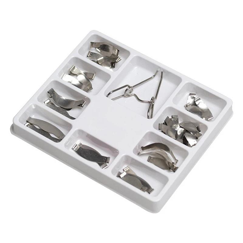 

36pcs/Pack Dental Saddle Contoured Metal Matrices Matrix Universal Kit With Spring Clipse