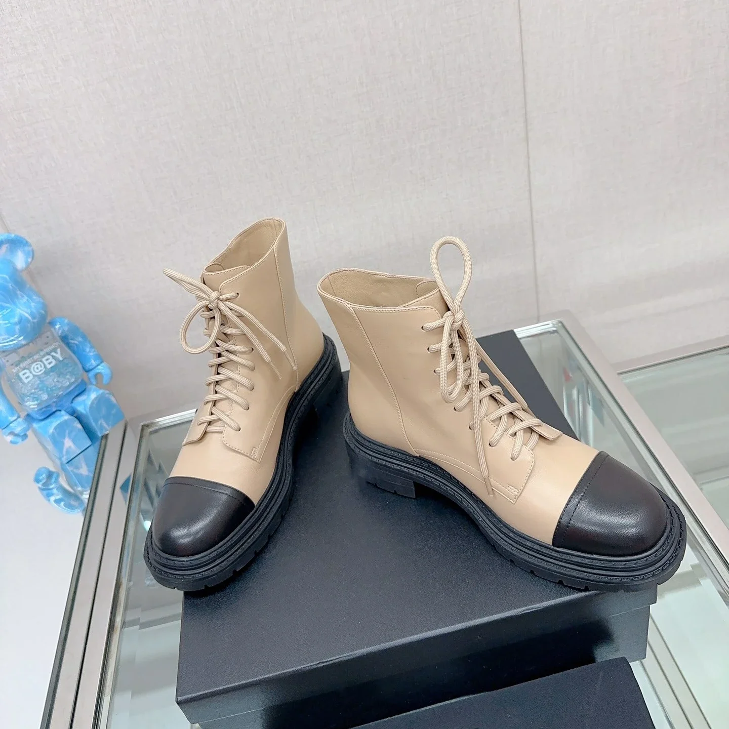 

2023 Shoes For Women Mixed Colors Ladies Ankle Boots Lace Up Chunky Platform Shoes Designer Leather Boots Zapatos Para Mujeres