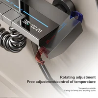 ชุดฝักบัวอาบน้ำอลูมิเนียมพื้นที่ชุดระบบฝักบัวสีเทาปุ่มเปียโนจอแสดงผลดิจิตอลพร้อมไฟโดยรอบก๊อกห้องน้ำหัวฝักบัว 3