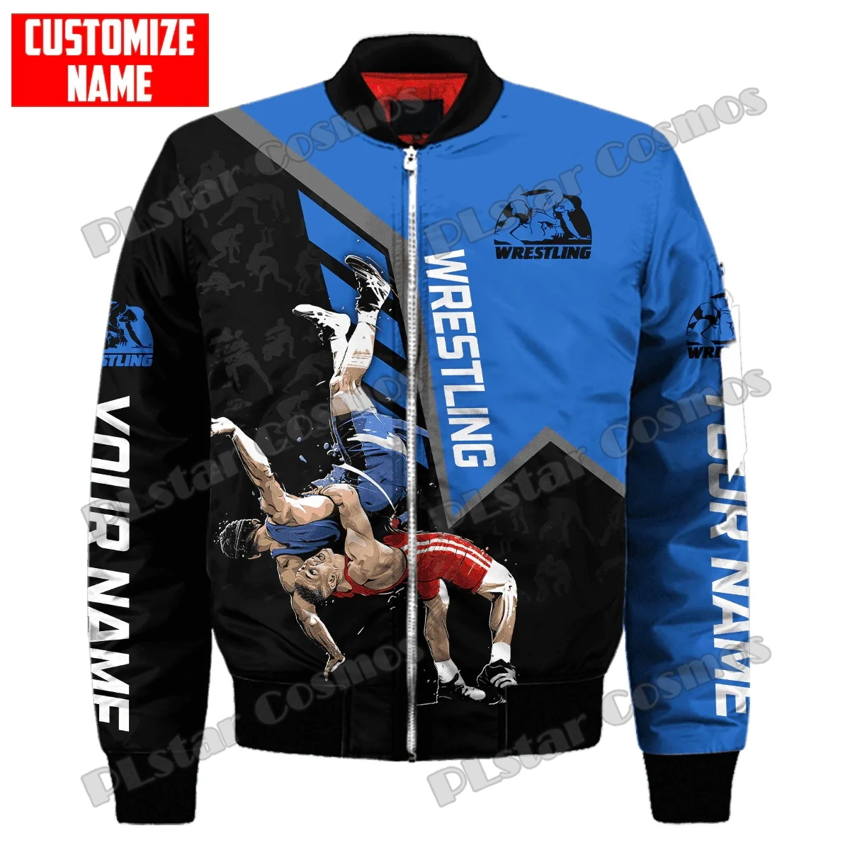 Benutzerdefinierte Name Wrestling & Karate & Jiu Jitsu 3D gedruckt Herren Bomberjacke Winter Unisex Casual Harajuku Reißverschluss Jacke Mantel FJK07 – Detail 11