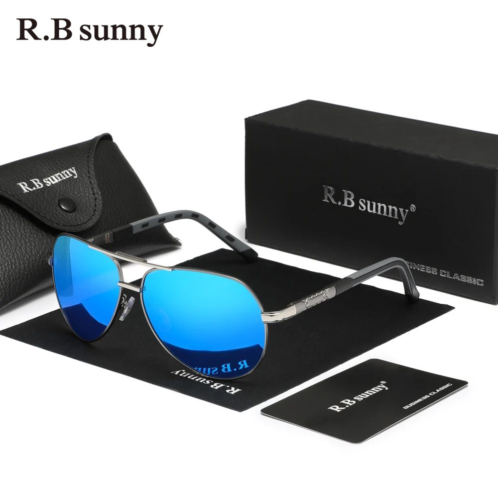 RBsunny 알루미늄 파일럿 편광 선글라스, UV400 코팅 미러 안경, 남성 패션 안경, 스포츠 운전 액세서리