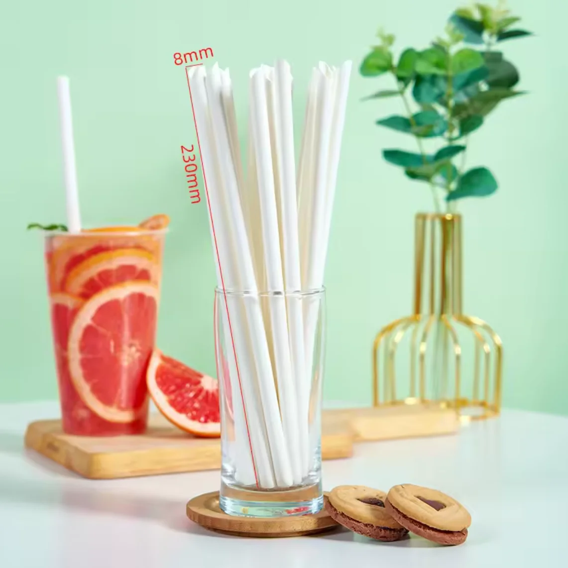 8*230mm Paper Straws 200pcs Mxed Colorful Cotton Swabs Food Decoration Dessert Drink Paper Straws for Dessert Coffee Restaurant