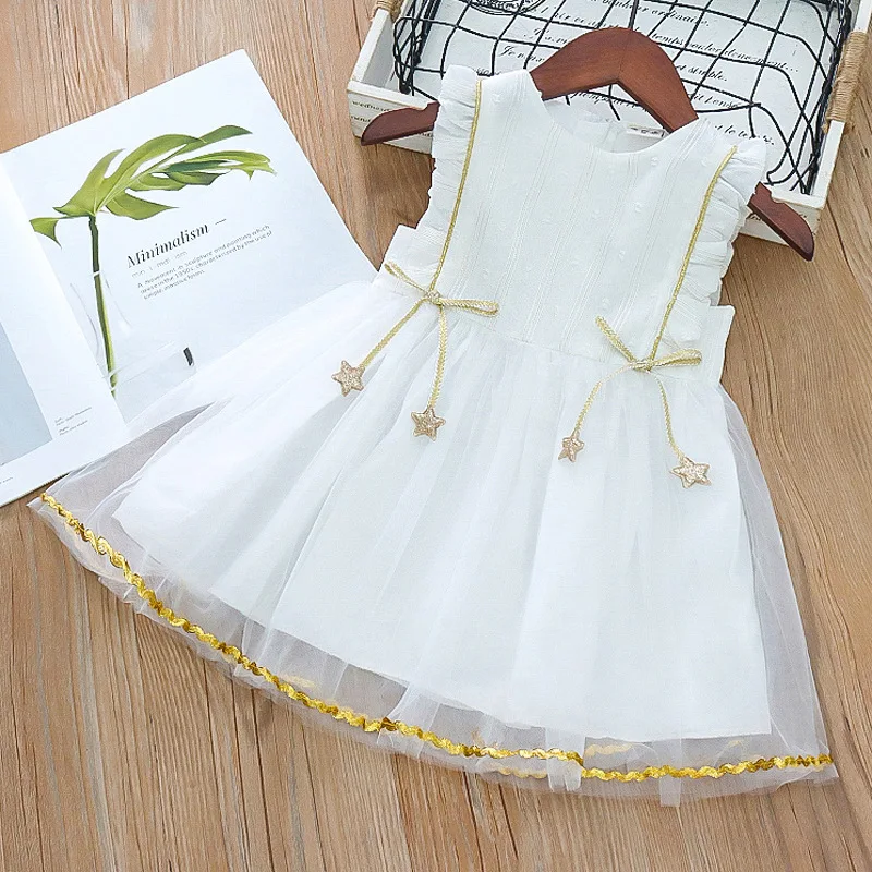 

Summer Cute Girls Princess Dress Kids Sleeveless white Tulle Clothes Children Birthday Party Vestido baby Easter Tutu Costume