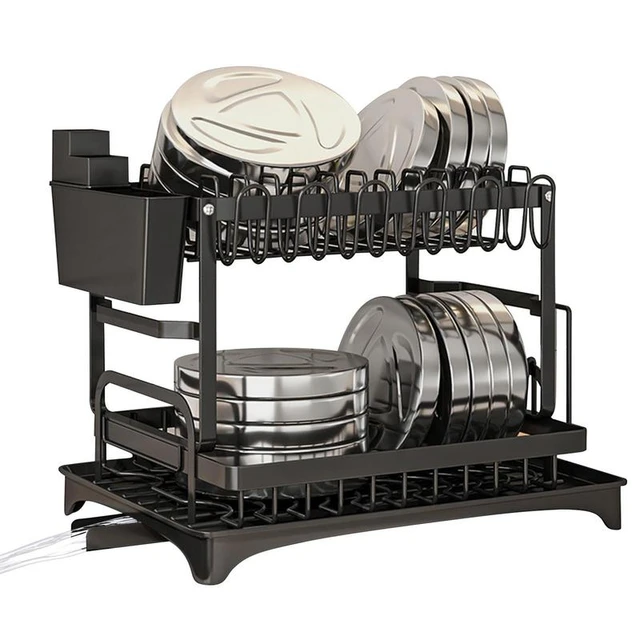 Dropship Dish Drying Rack With Drainboard Detachable 2-Tier Dish